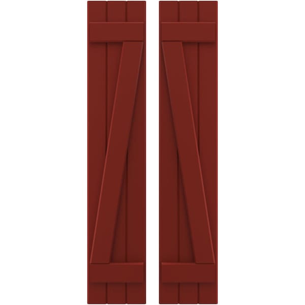 Ekena Millwork Americraft 3-Board (2 Batten) Wood Joined Board-n-Batten Shutters w/ Z-Bar, ARW102BB311X77MRH, PR ARW102BB311X77MRH - main